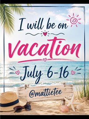 Pink & Navy "Vacation" Beach Sign Graphic
